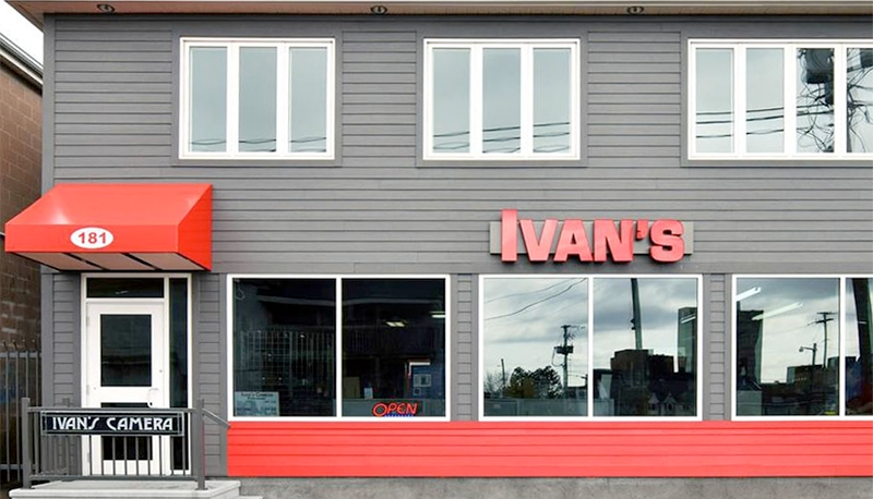 The front of the Ivan's Camera store in Moncton, New Brunswick.