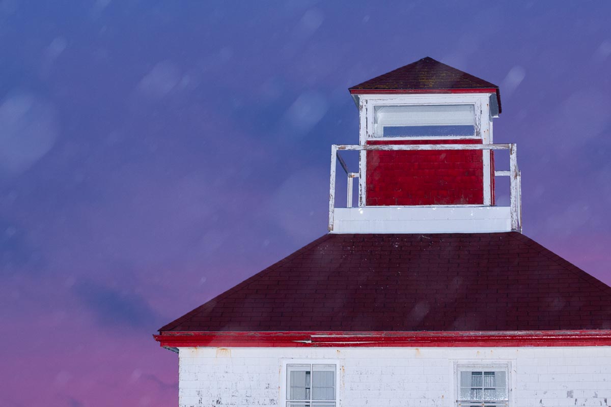 The old light housing at the top of the Nova Scotia Lighthouse Interpretive Centre.