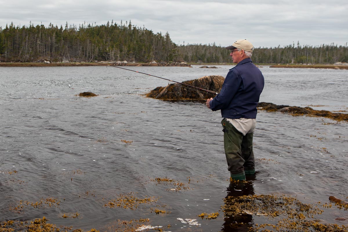 The late Doug Harpell fishing for sea trout at The Shanties.